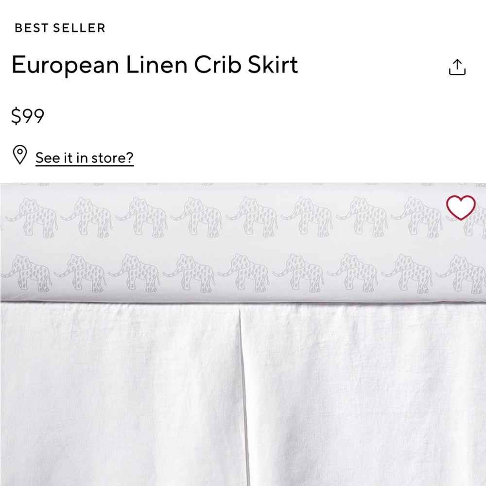 Pottery Barn linen crib skirt Excellent condition